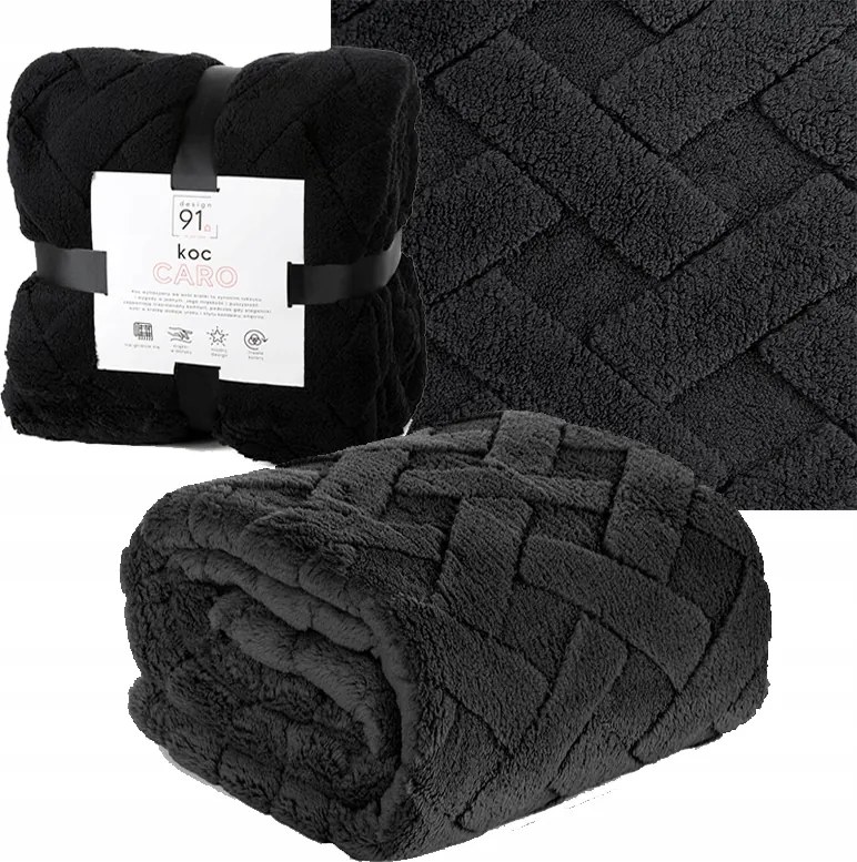 Caro Ágytakaró Takaró 200x220 Meleg Fekete Puha Bolyhos