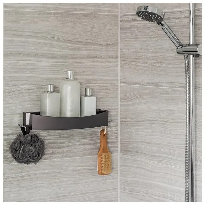 Clever Flip Shower Shelf fekete öntapadós fali polc - Compactor