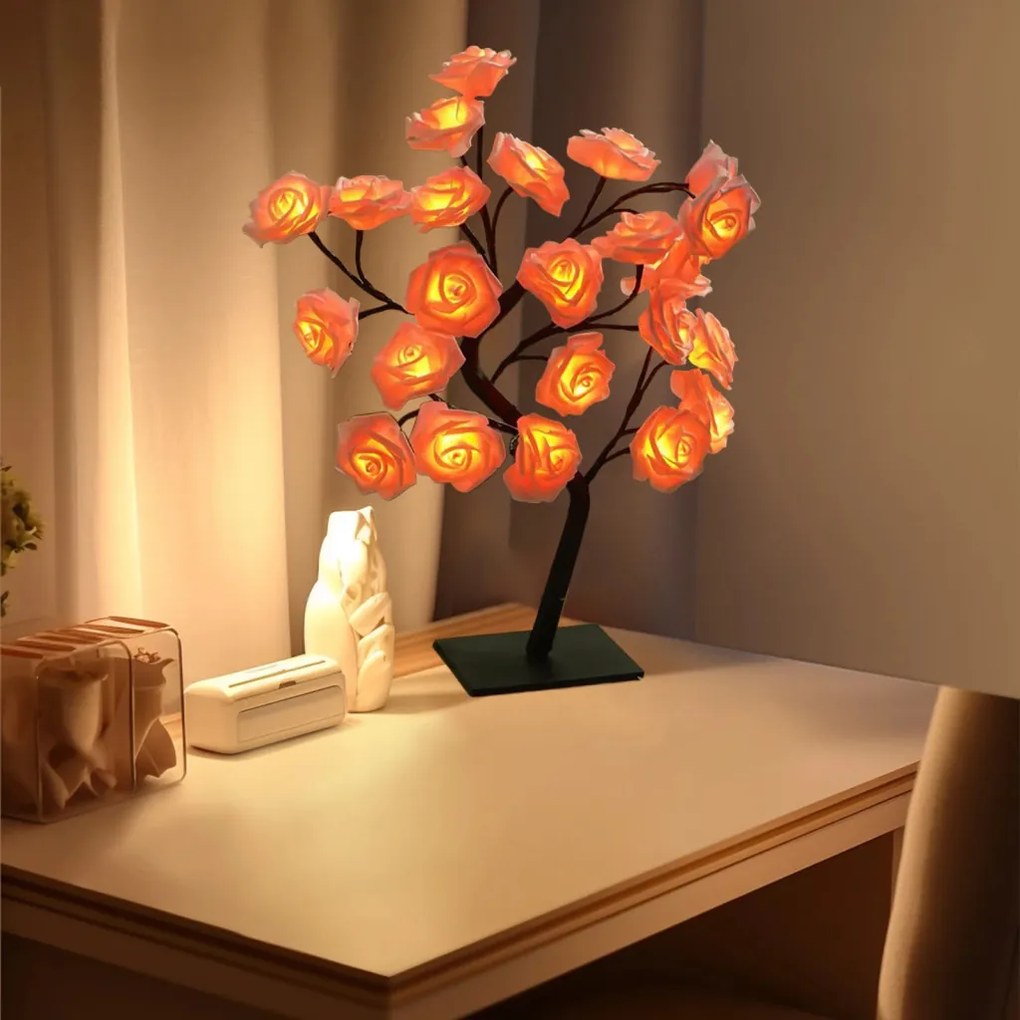 LED Rózsa Lámpa USB Kábellel Újdonság Gyönyörű Rózsa Ágú Lámpa Ajándék Karácsonyra