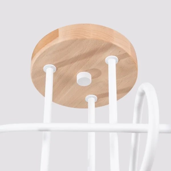 Sollux SL.1474 - Felületre szerelhető csillár EMBER 3xE27/15W/230V fehér/bézs/bükkfa