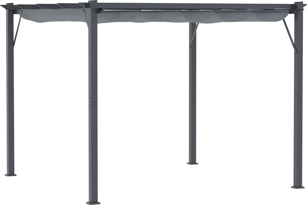 Outsunny Pergola Pavilon Teraszi Fedél Csúszó Tetővel Kert Aluminium Antracit Szürke + Sötét Szürke 3x3x2.23m | Aosom