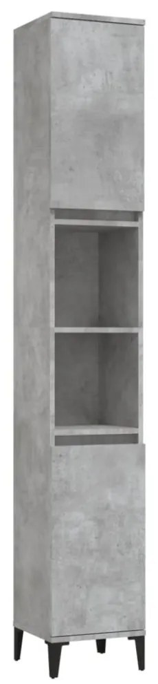 vidaXL betonszürke szerelt fa fürdőszobaszekrény 30 x 30 x 190 cm