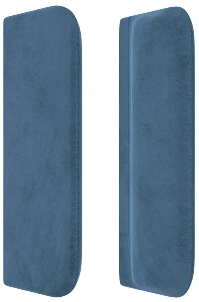 sötétkék bársony szárnyas fejtámla 183x16x78/88 cm