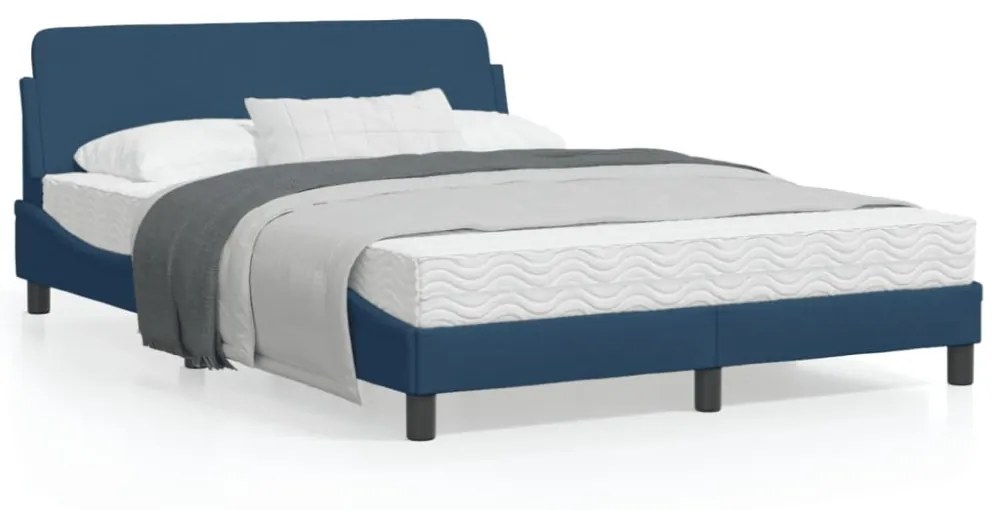 kék szövet ágykeret fejtámlával Dover 140x200 cm