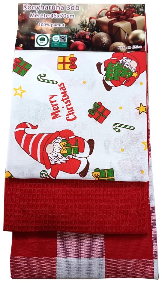 Noel pamut konyhai edénytörlő 3db