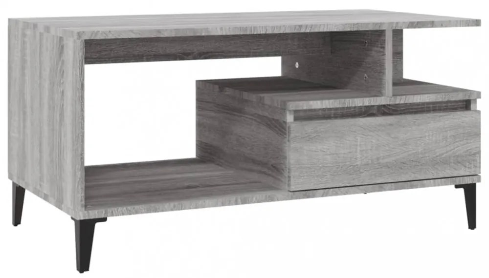 vidaXL szürke sonoma szerelt fa dohányzóasztal 90x49x45 cm