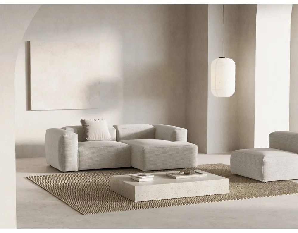 Bézs kordbársony sarokkanapé (jobb oldali-heverő résszel) Bergano – Cosmopolitan Design