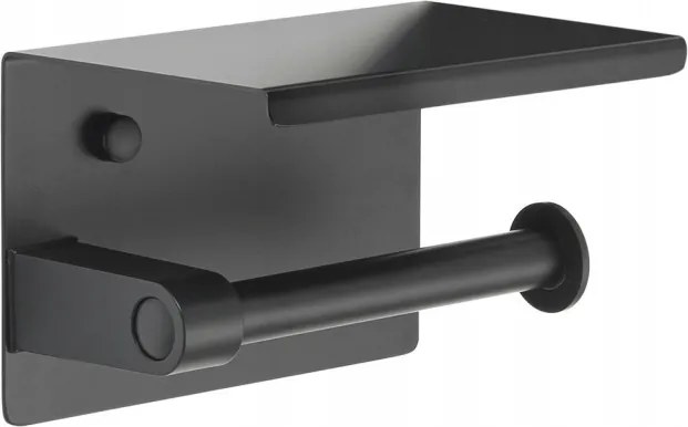 WC-papír tartó polccal, matt fekete