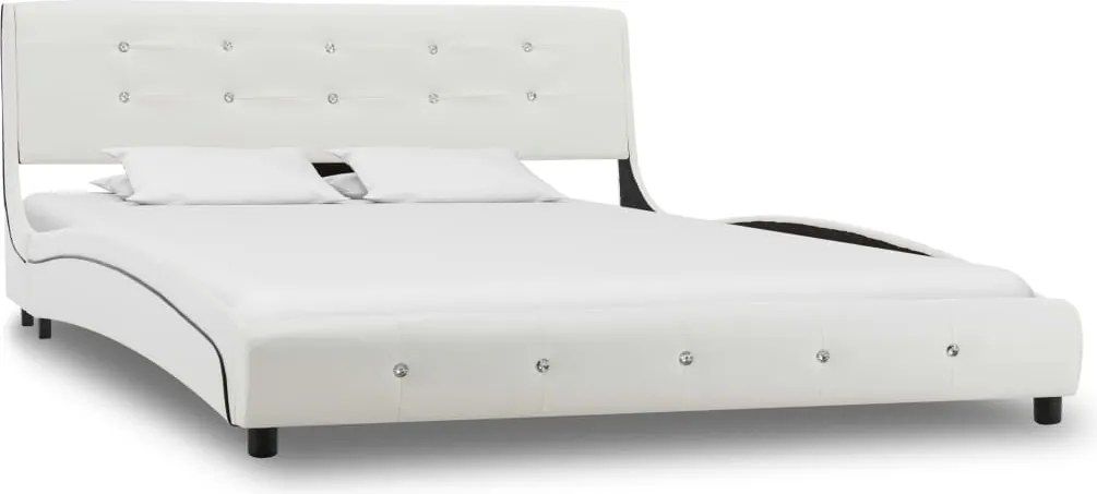vidaXL fehér műbőr ágykeret matrac nélkül 135 x 190 cm
