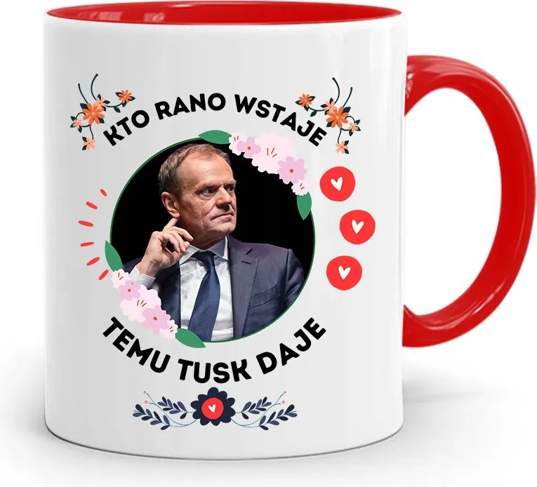 Donald Tusk Piros Bögre Platform Ajándék fényképes nyomtatással