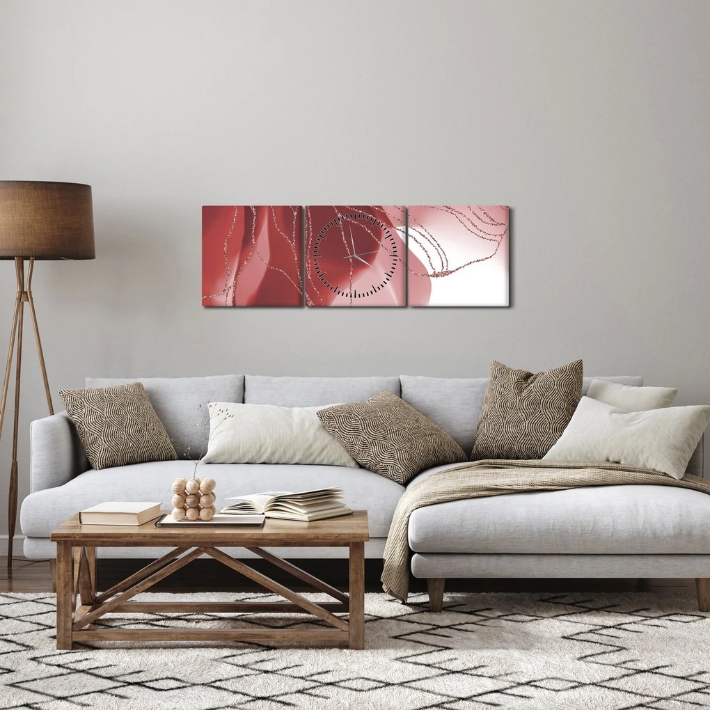 Kép - Piros absztrakt virág N⁰1 (órával) (90x30 cm)