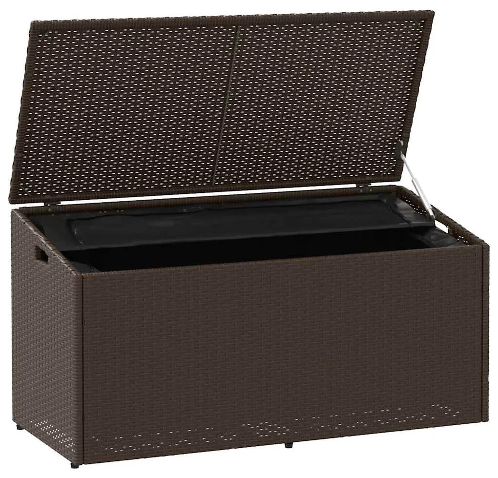 barna polyrattan kerti tárolóláda 110x50x58 cm