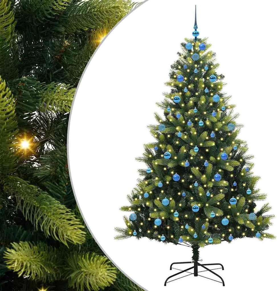 vidaXL Mesterséges Hajlított Karácsonyfa 300 LED-del Zöld 210 cm