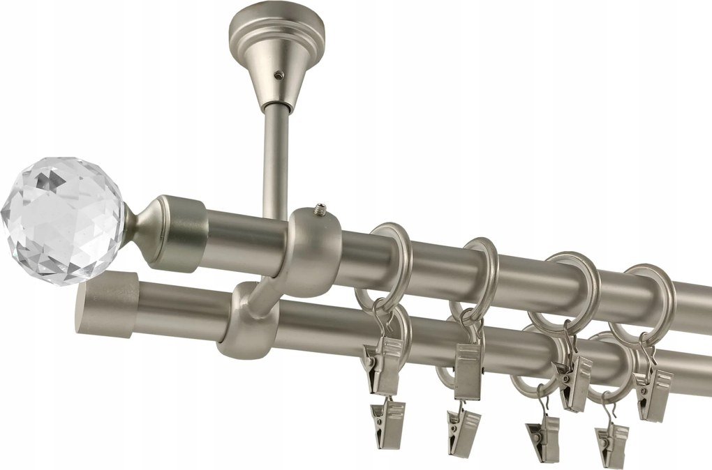 Mennyezeti Fém Függönykarnis 19+19 mm dupla Szatén 360 cm MIX Végek