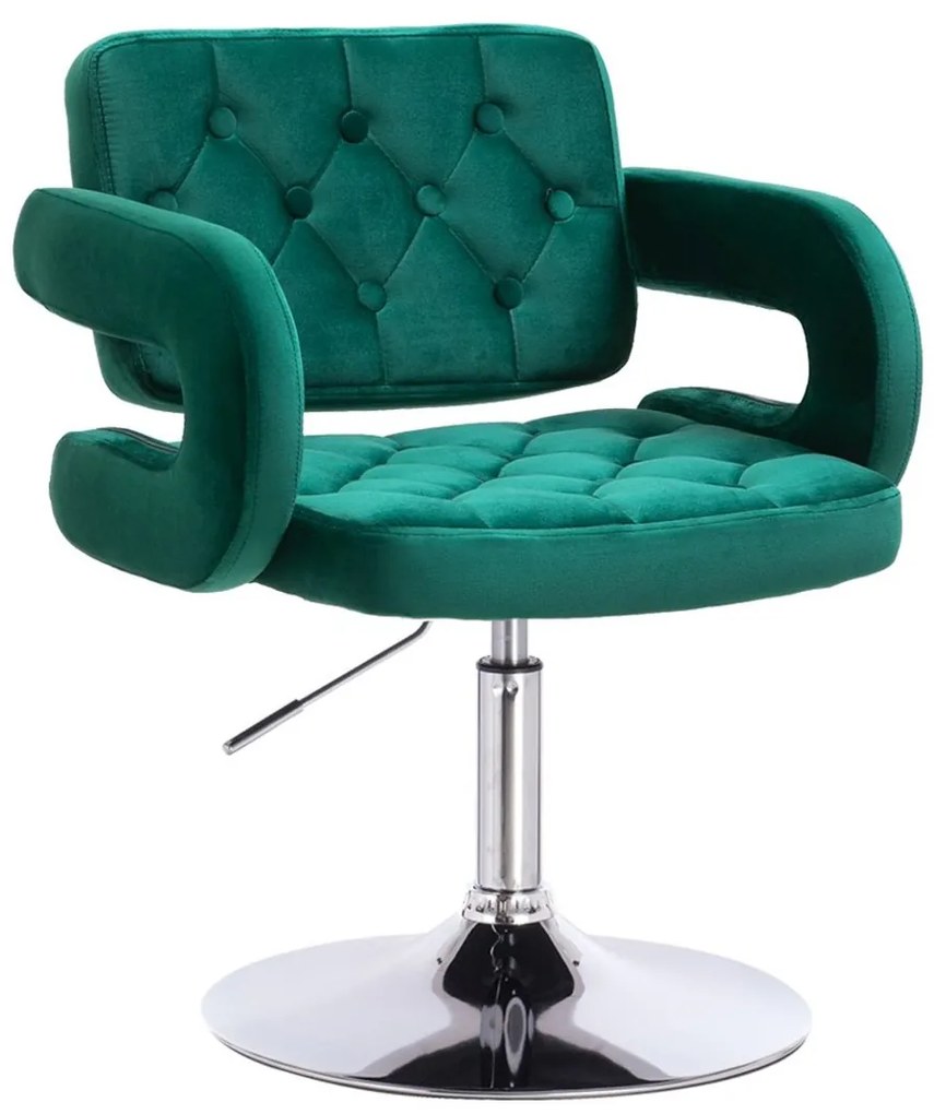 HR8403N Sötétzöld modern velúr szék krómozott lábbal