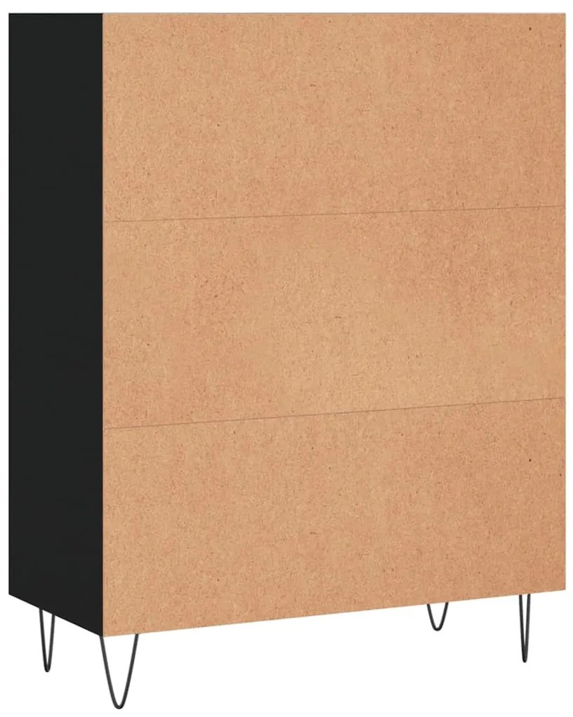 fekete szerelt fa könyvespolc 69,5 x 32,5 x 90 cm