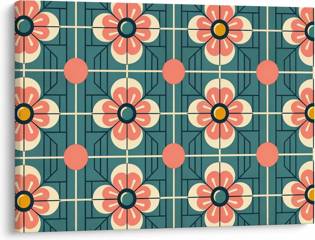 Kép - Retro virágminta (70x50 cm)