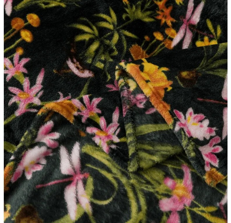 Mikroplüss pléd MYSTIC GARDEN, sötétzöld Méret: 200 x 220 cm