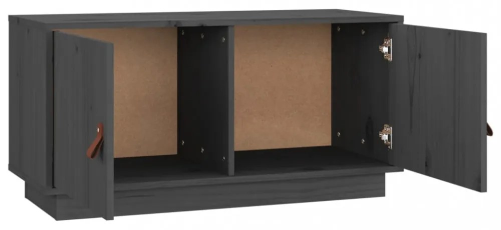 szürke tömör fenyőfa TV-szekrény 80x34x40 cm