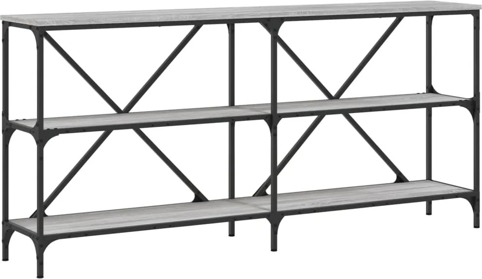 vidaXL szürke sonoma szerelt fa és vas konzolasztal 160x30x75 cm