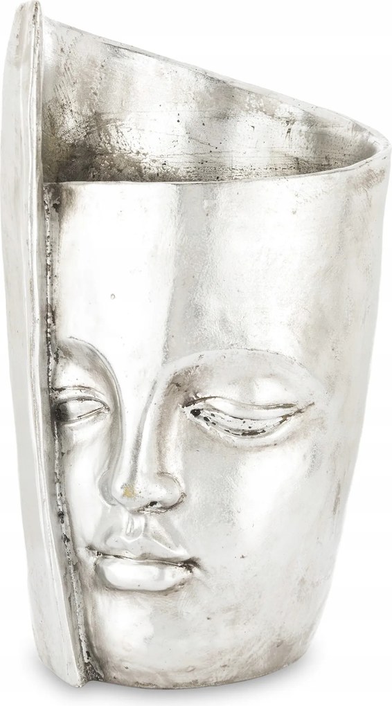 Váza ezüst üveg fedél arc dekoráció retro