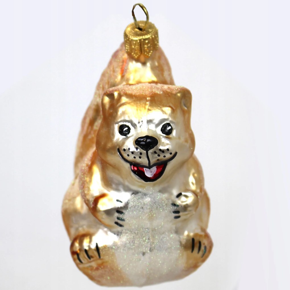 Kézzel díszített üveggömb mókus