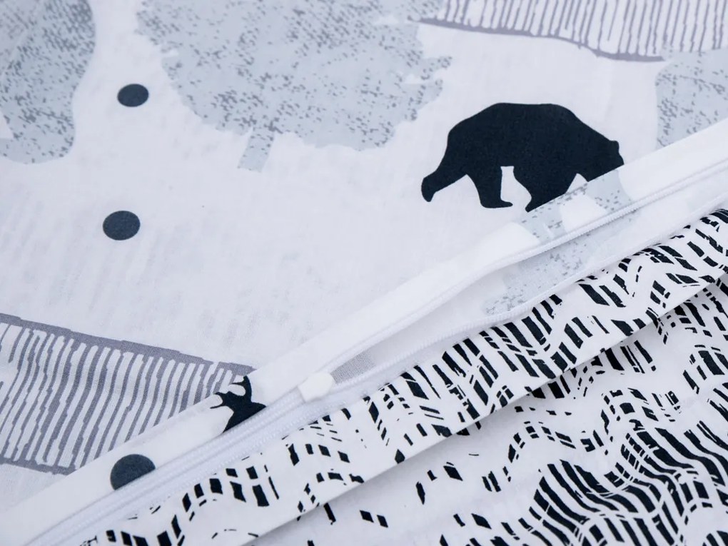 Renforcé pamut ágynemű SOBI és FENYŐK fehér Ágyneműhuzat mérete: 70 x 90 cm | 140 x 200 cm