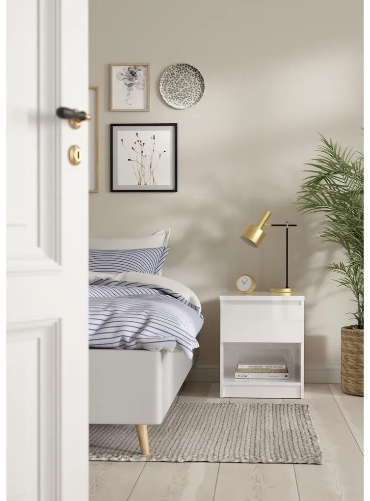 Simplicity éjjeliszekrény, fehér fényes