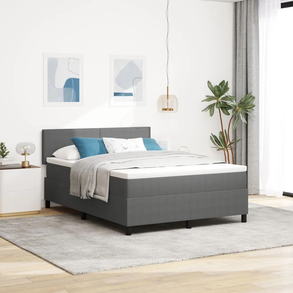 Box Spring Ágy matraccal Szürke 140x200 cm Kordbársony