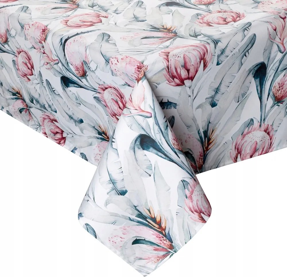 Abrosz dekoratív vízálló Garden 140x220 Eurofirany fehér virágmintás