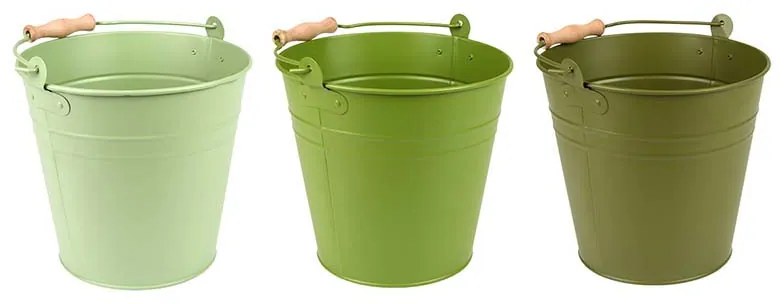 Fém vödör fa fogóval, 4,9 literes, fűzöld