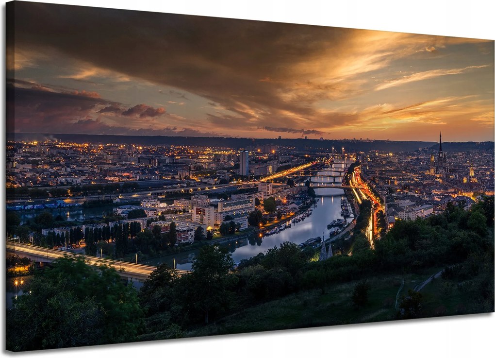 Vászonkép Építészet Rouen Este 120X70