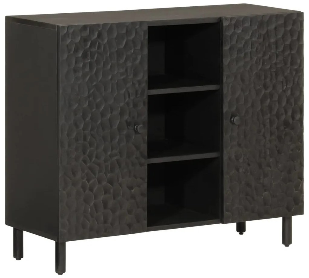 fekete tömör mangófa tálalószekrény 90 x 33 x 75 cm