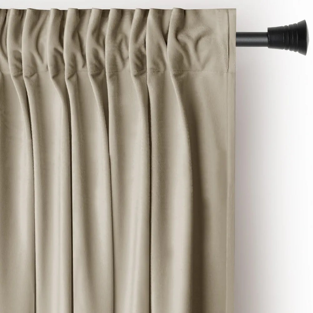 Barna-bézs bársony dimout (részleges sötétítő) függöny 140x270 cm Pleat – Restilo