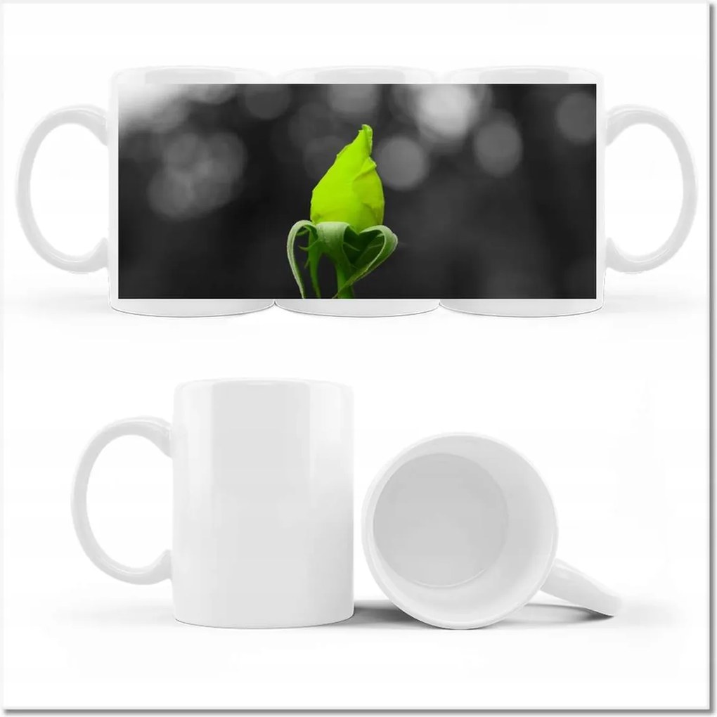 Fényképes bögre Lime rózsa fekete-fehér alapon