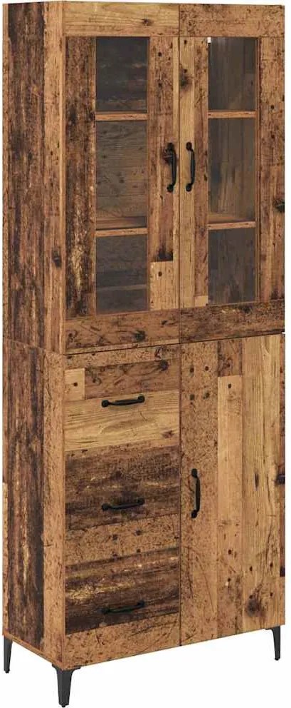 vidaXL Magasfiú Falra szerelhető Öreg fa 69,5 x 34 x 180 cm Faanyag