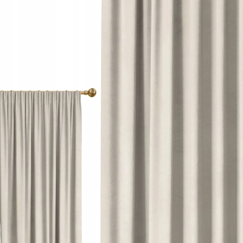 Velúr Függöny Szalaggal, Csipeszekhez 140x250 Kasmír Bézs Színű, Vastag Soovi