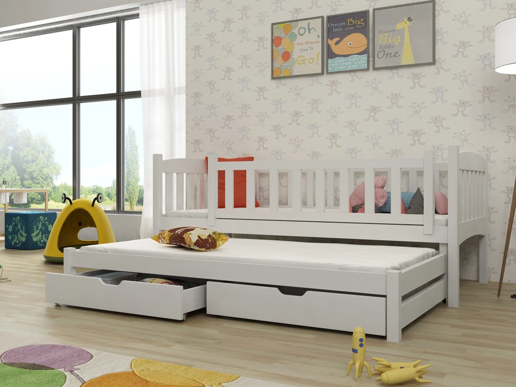 Gyerekágy 90 x 200 cm Amalia (ágyráccsal és tárolóhellyel) (fehér). 1013109