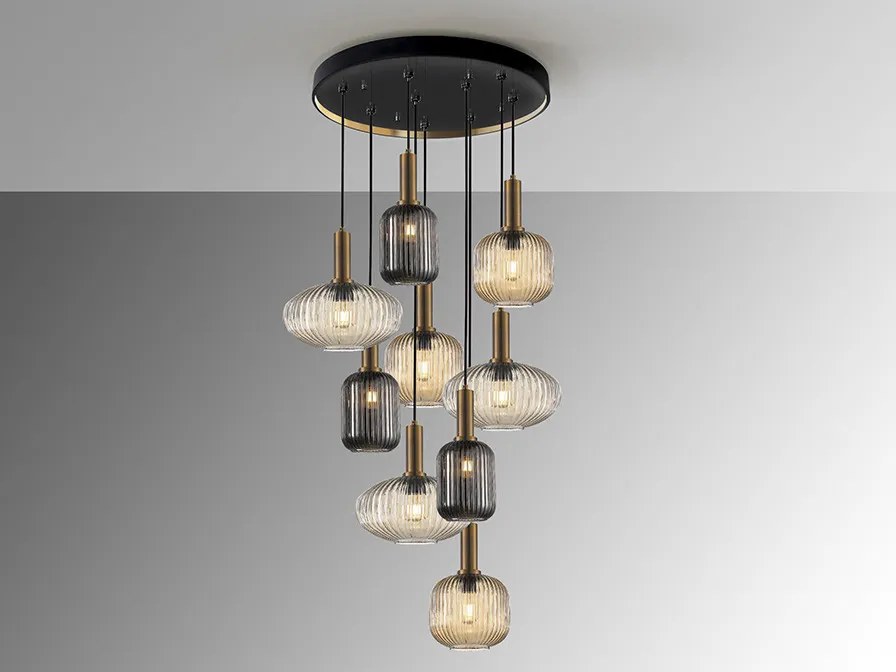 SCHULLER 225090 NORMA Bronz Színű Függeszték 9XE27 8W IP20