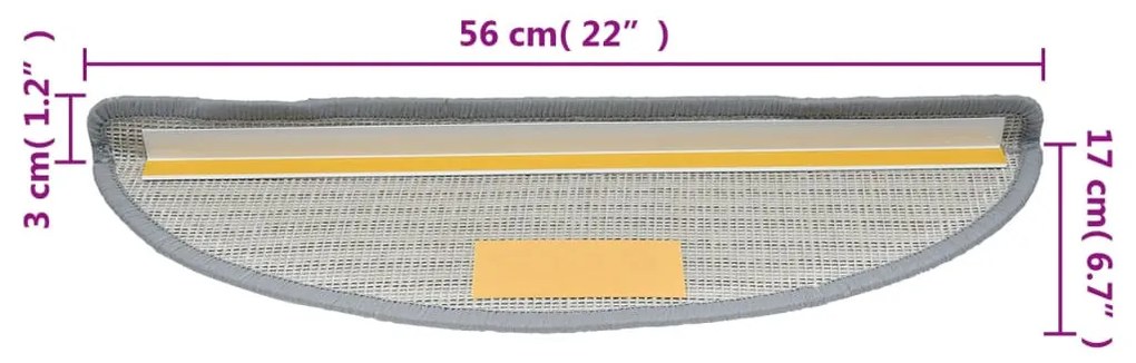 10 db szürke lépcsőszőnyeg 56 x 17 x 3 cm