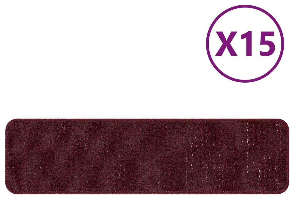 Lépcsőszőnyegek Latex Háttal Bordeaux 20x75 cm