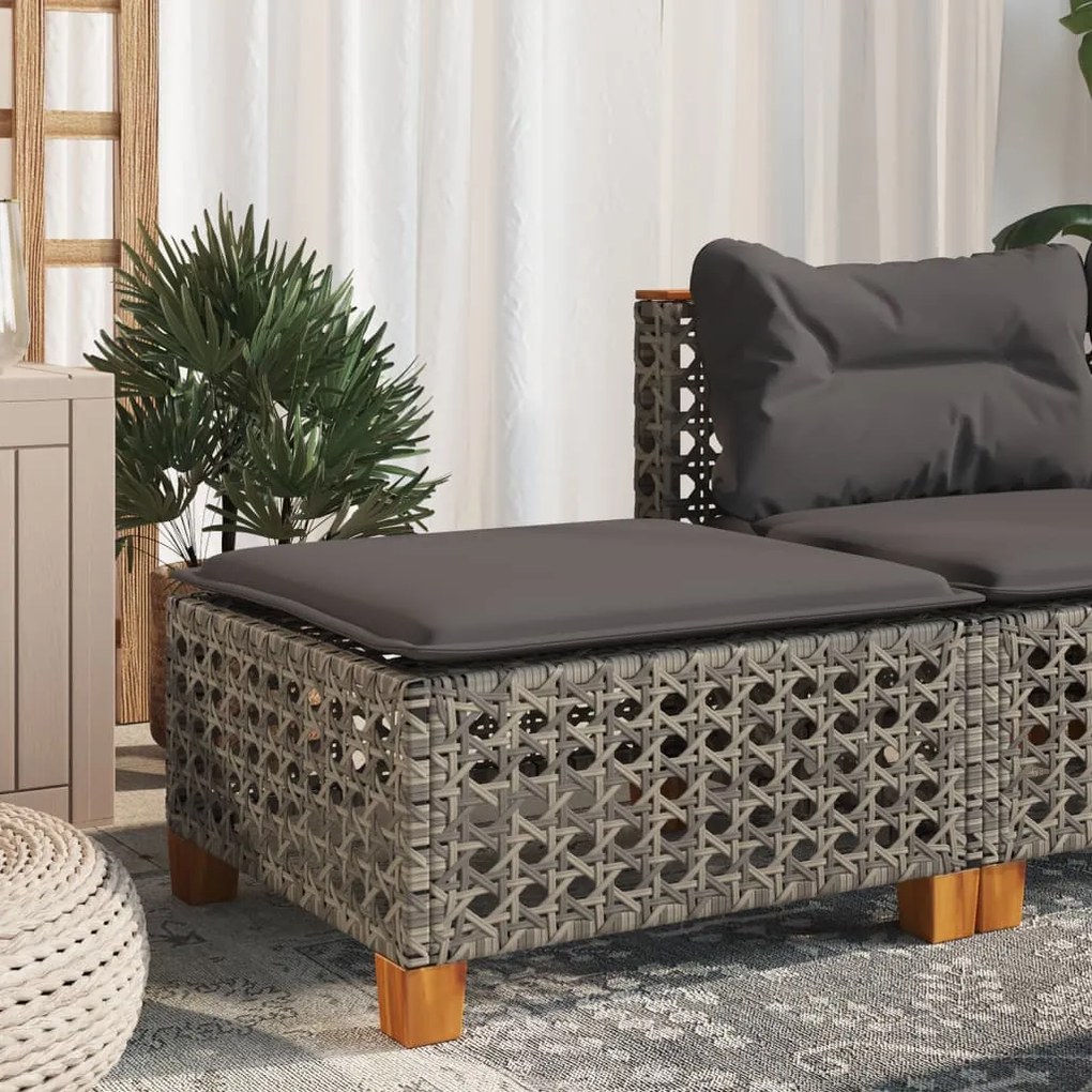 vidaXL szürke polyrattan kerti ülőke párnával 63,5 x 56 x 32 cm