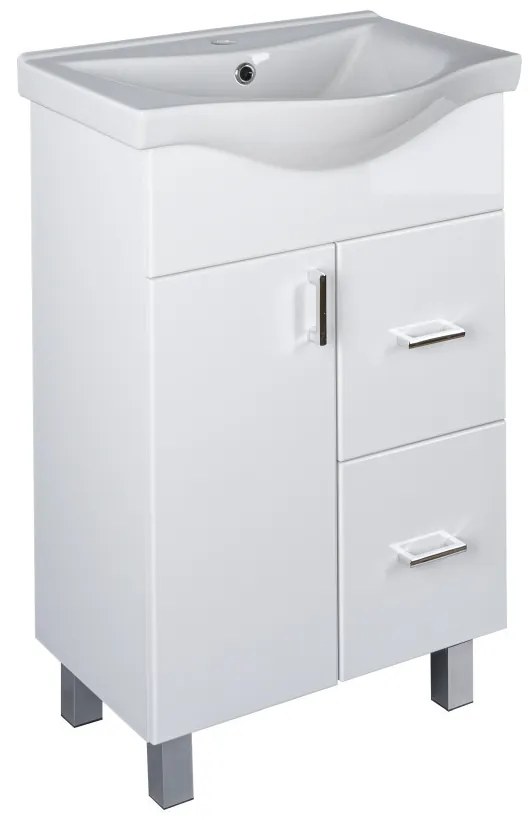VivaStyle BIANKA 55 lábon álló fürdőszobabútor 2 fiókos Sanovit ALBATROS 10055 mosdókagyló 55x45 cm