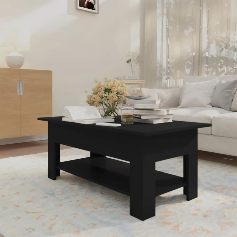 fekete szerelt fa dohányzóasztal 102 x 55 x 42 cm