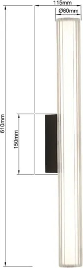 LED fürdőszobai tükörvilágítás LINEA LED/12W/230V 3000/4000/6000K IP44 61 cm fekete