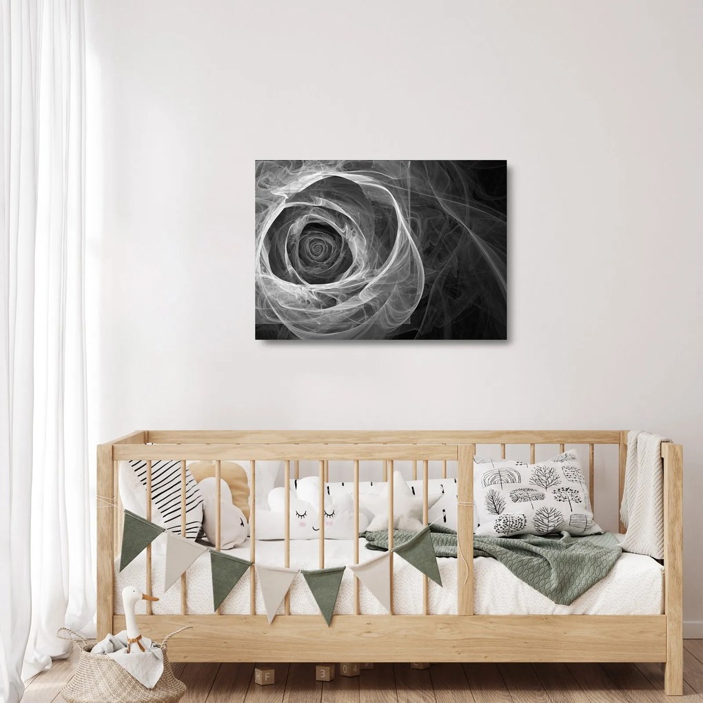 Üveg kép - Absztrakt rózsa fekete-fehér (70x50 cm)