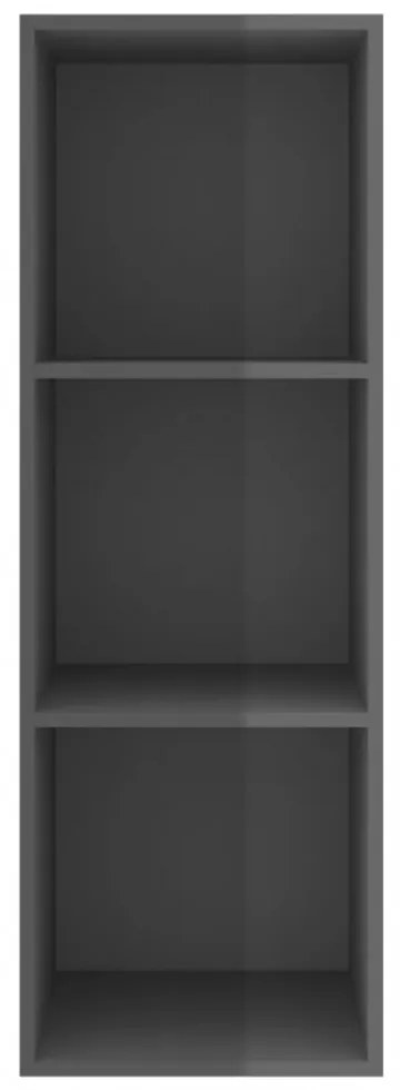 magasfényű szürke szerelt fa fali TV-szekrény 37 x 37 x 107 cm