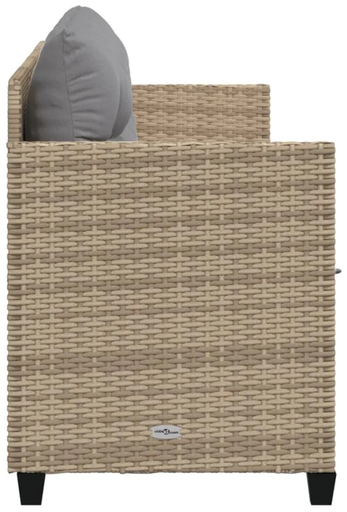 Bézs polyrattan napozóágy párnával