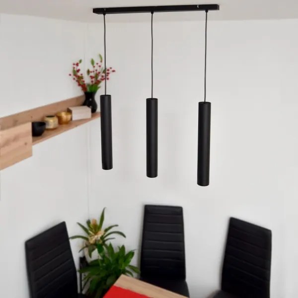 LED Csillár zsinóron TUBA 3xGU10/4,8W/230V fekete