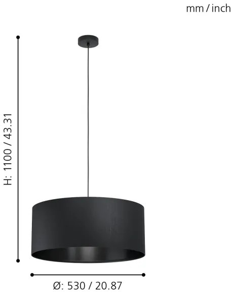 Eglo 99043 - Csillár zsinóron MASERLO 1xE27/40W/230V